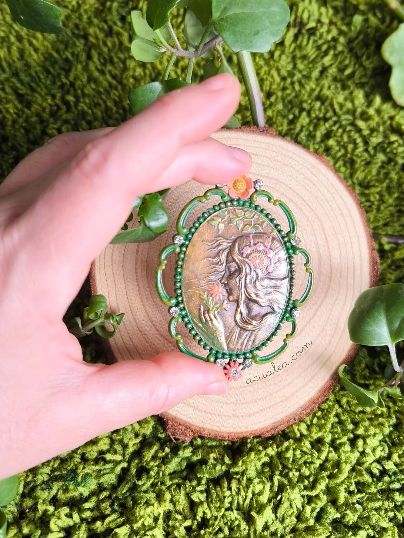 Spring Reverie Brooch · Art Nouveau Floral Brooch Hand Painted ...