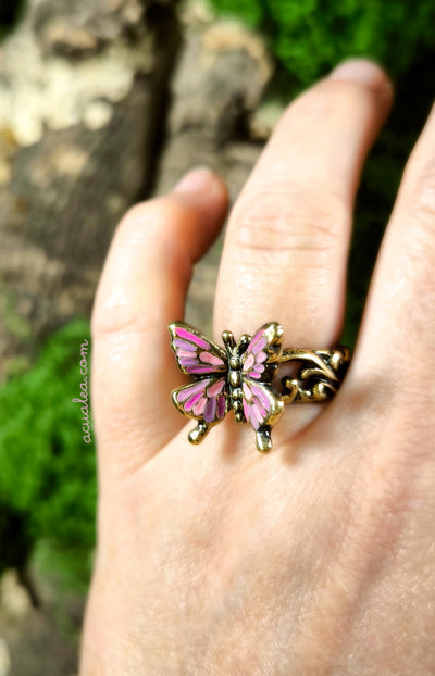 Anillo a medida - Mariposa de Titania,  en Latón, Plata, Chapado en Oro o en Oro 18K M