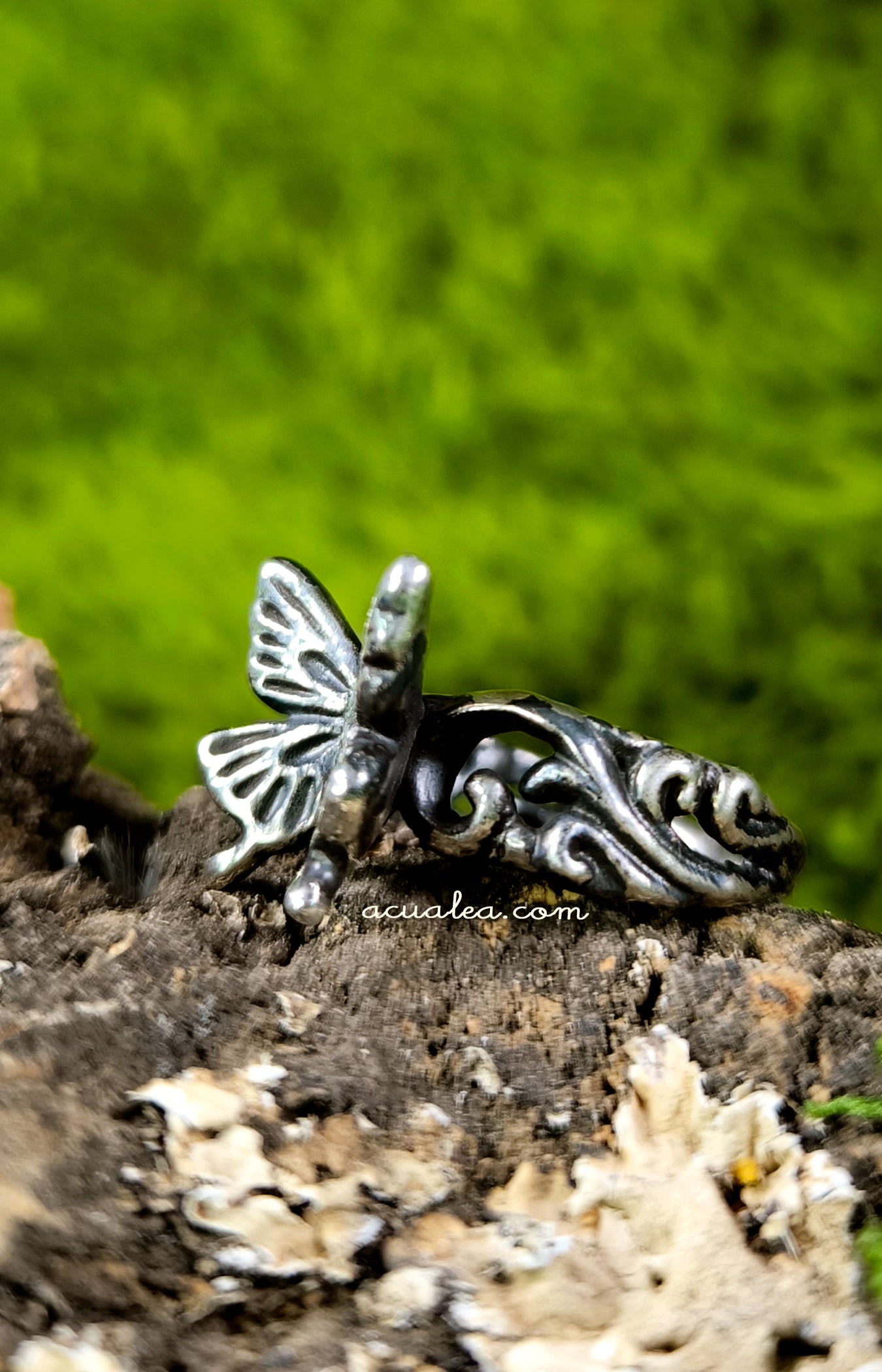 Titania Butterfly Ring, Sterling Silver 925 - Oxidized