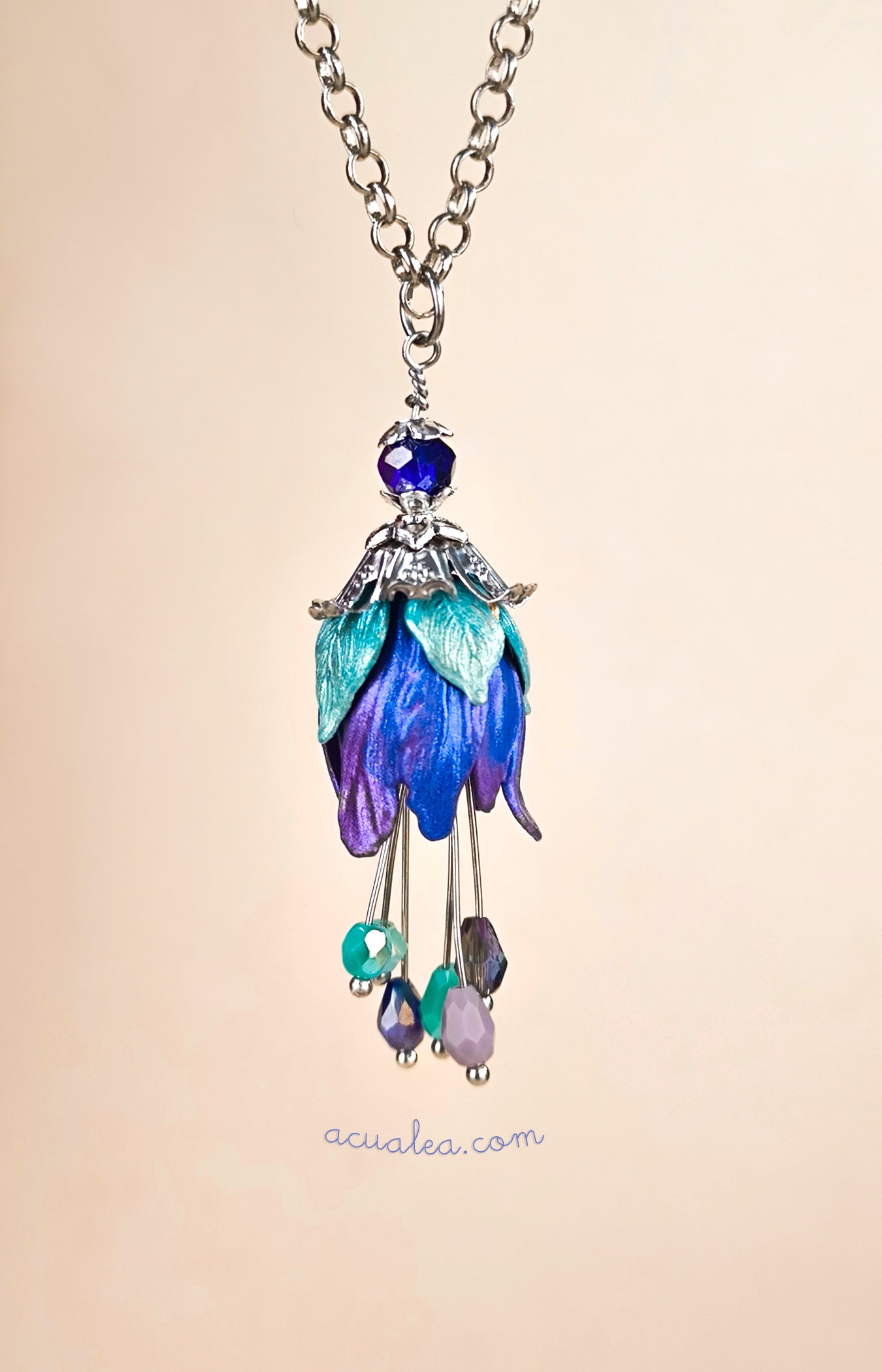 Fairy Petal Necklace · Dark Blue Fantasy Flower