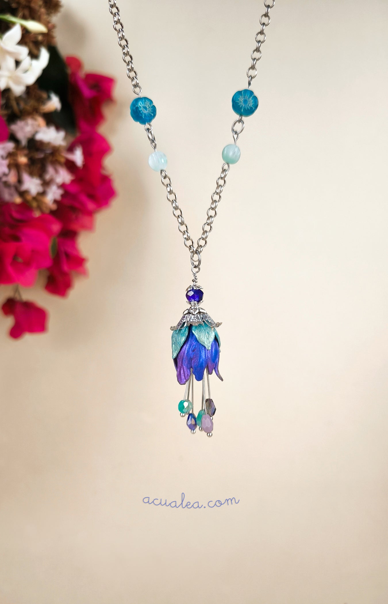 Fairy Petal Necklace · Dark Blue Fantasy Flower