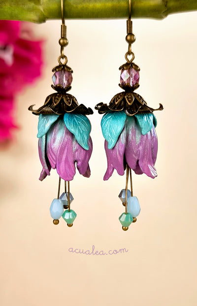 Fairy Petal Earrings, Purple Fantasy Flowers