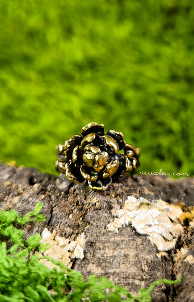 Titania Flower Ring, Oxidized brass