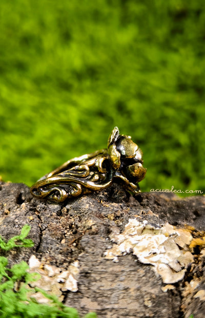 Titania Flower Ring, Oxidized brass