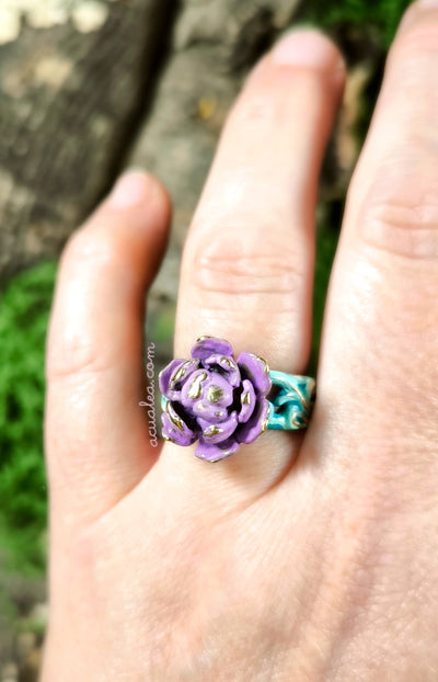 Custom Made - Titania Flower Ring - in Brass, Silver, Gold-plated, or 18K Gold