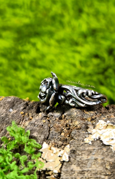Titania Flower Ring, Oxidized Sterling Silver 925