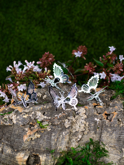 Silver Moving Butterflies hair clips Set x4