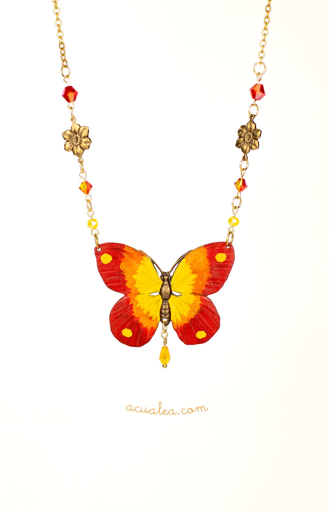 Collier papillon au motif coucher de soleil
