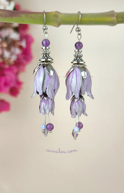 Double Amethyst Dew Earrings
