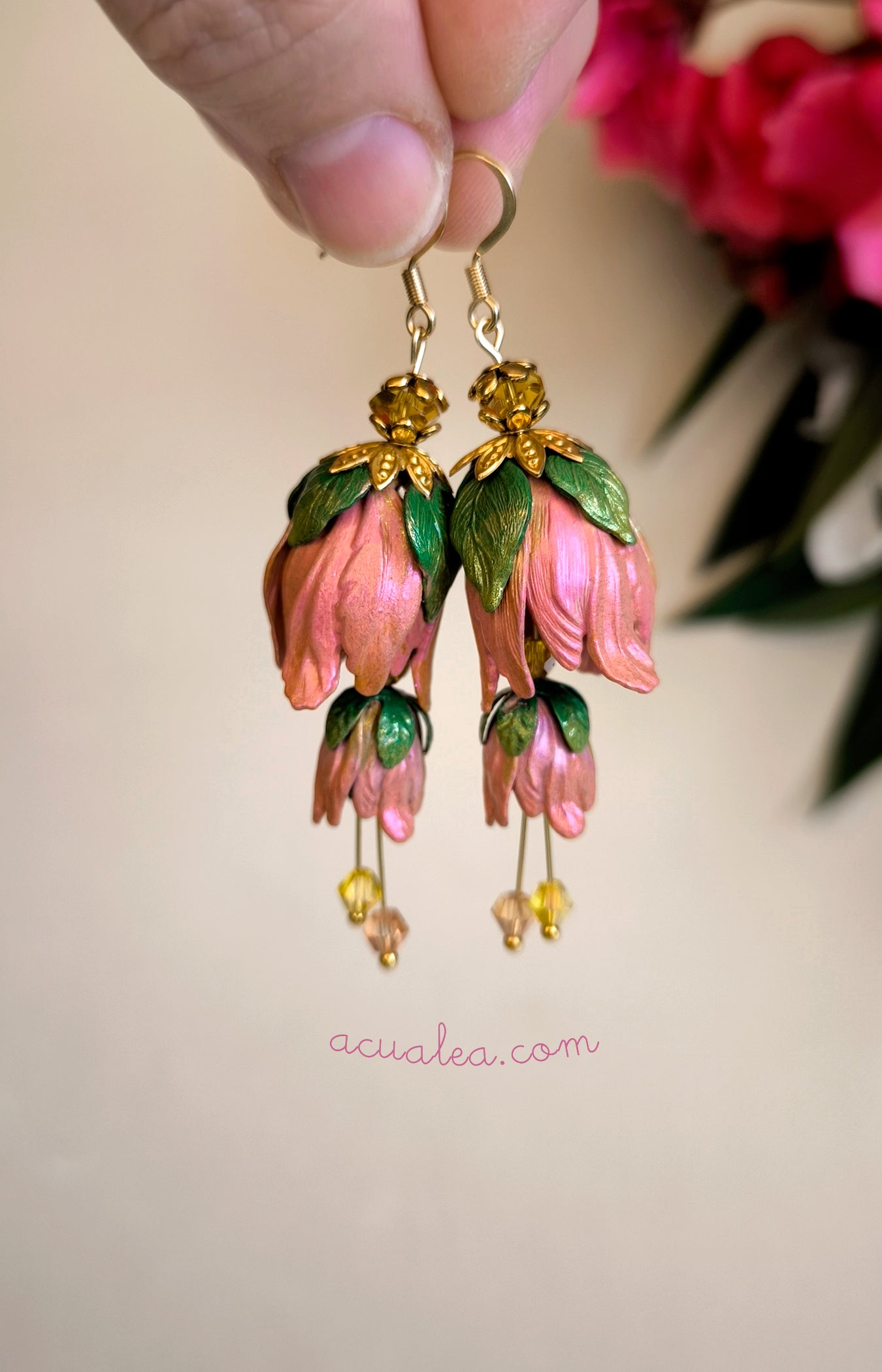 Pendientes de pétalos de hada Doble flor